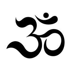 Om or Aum Indian sacred sound. The symbol of the divine triad of Brahma, Vishnu and Shiva.
 - obrazy, fototapety, plakaty