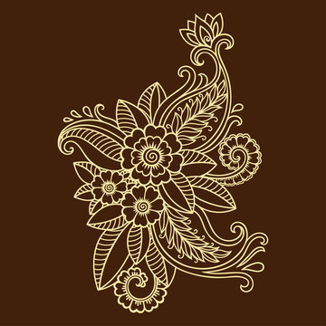 Henna tattoo flower template.Mehndi.