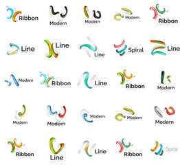 Set of abstract ribbon logo icons