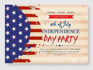Invitation Card for American Independence Day.