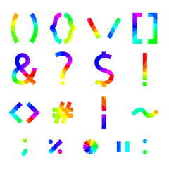 Rainbow alphabet symbols, vector illustration.