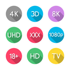 Video icons, vector illustration.