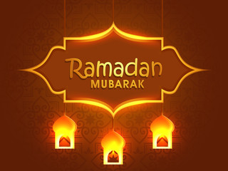 Greeting card design for Ramadan Mubarak.