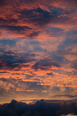 saturated colors colorful sunset . Summers are warm and beautiful sunset . Clouds filled with different colors of the rainbow . the sky as if drawn by an artist's brush