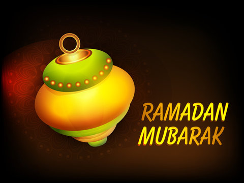 Glossy Traditional Lamp for Ramadan Mubarak.