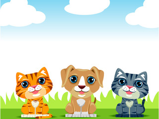 Vector Illustration of Pet in field as Background