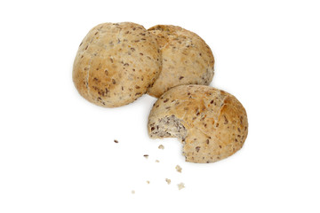 three buns with sesame seeds