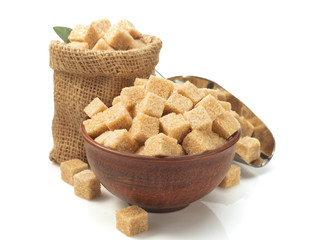 brown sugar cubes on white