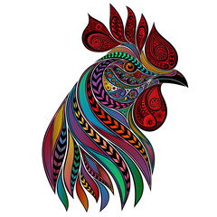 Vector abstract colorful rooster New year 2017