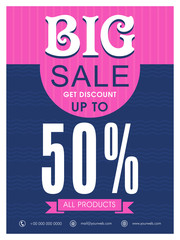 Big Sale Poster, Sale Banner, Sale Flyer, 50% Discount on All Products.