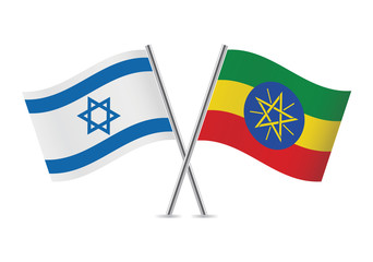 Israeli and Ethiopian flags. Vector illustration.