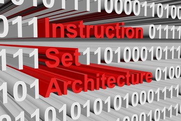 instruction set architecture in the form of binary code, 3D illustration