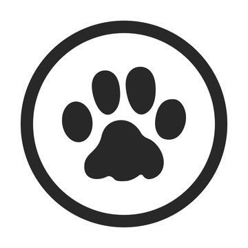 Pet cat paw print sign simple icon on background