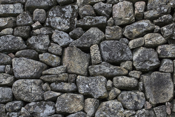 Background. Wall made of many stones with heterogeneous forms.