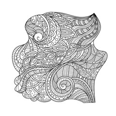 Hand-drawn design, black and white pattern in a zentangle style