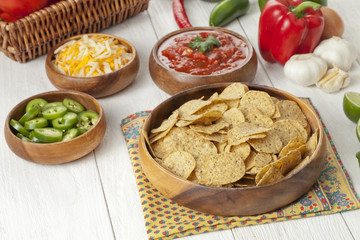 nachos and condiments