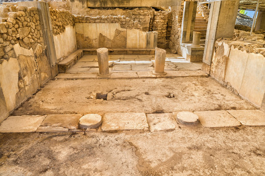 The ruins of Queens Megaron (Royal Apartments) in the ancient Minoan Palace of Phaistos( Festos ).Located at plateau Messara.District of Heraklion.Crete island.Greece.Europe.