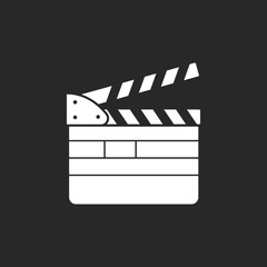 Movie clapper slapstick sign simple icon on background
