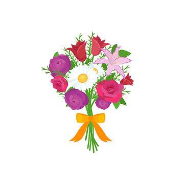 Vector illustraion bouquet of flowers greeting cart Happy Mothers Day
