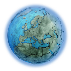 Europe on marble planet Earth