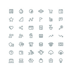 Business management, strategy, career vector line icons set