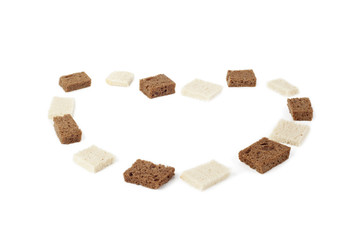 assorted bread forming heart
