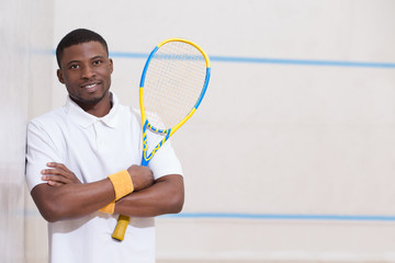 Squash player on cort