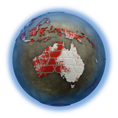 Australia on brick wall Earth