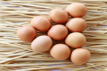 Egg and vegetables on the wood background