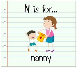 Flashcard letter N is for nanny