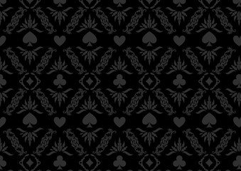 Luxury casino gambling poker background pattern with card symbols