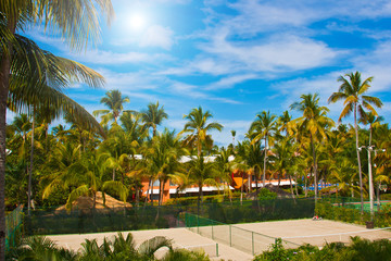 Tennis court in the tropical resort