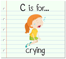 Flashcard letter C is for crying