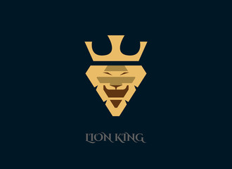 Fototapeta premium Lion logo design template. Lion face shield crown vector logotype.
