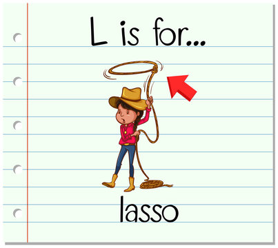 Flashcard letter L is for lasso