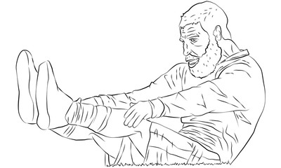 Deportista tumbado en el césped