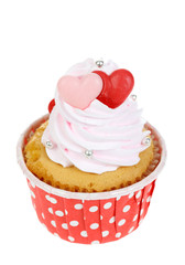 Love cupcake isolate on white.