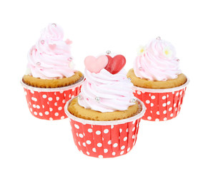 Love cupcake isolate on white.