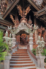 Fototapeta premium Wooden steps of the temple