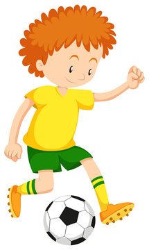 Little boy playing soccer