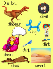 Alphabet D and many words