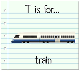 Flashcard letter T is for train