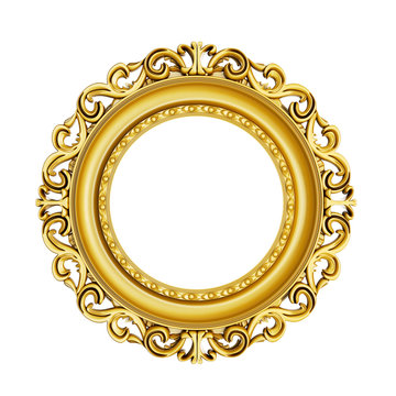 3d golden vintage classic frame on white background