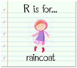 Flashcard letter R is for raincoat