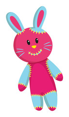 Pink rabbit with blue ears
