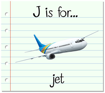 Flashcard letter J is for jet