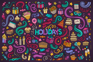 Colorful set of holidays object