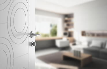 Naklejka premium Porta aperta ospitalità soggiorno salotto