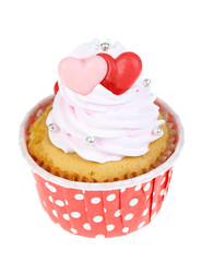 Love cupcake isolate on white.