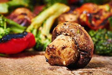 Grilled meat and vegetables